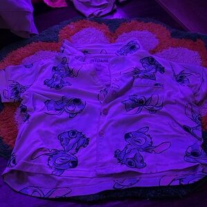 Disney Stitch Kids Pajama Top - White and Blue